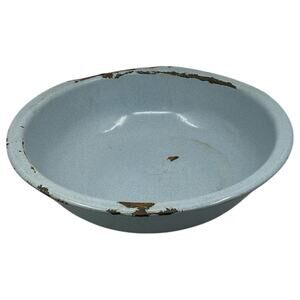 Baby‎ Blue Speckled Graniteware Bowl Mixing Basin Bread Making Fruit Centerpiece